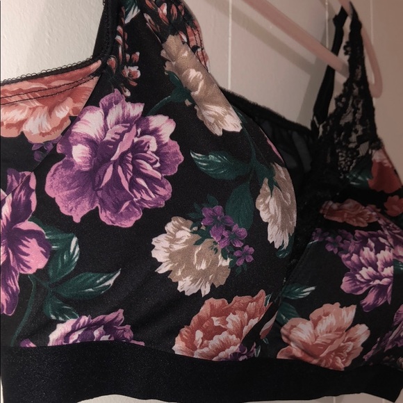 Torrid Black Floral Microfiber Bralette